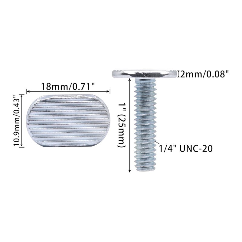 BUXIMN 22pcs 1/4"-20 T Track Bolts for T Track, 1" Length Universal T-Slot Bolts, T-Thread Bolt for Woodworking - Image 2